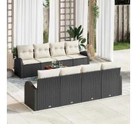 vidaXL Ensemble de canapé de jardin avec coussin 9 pcs Noir polyrotin