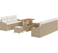 vidaXL Ensemble de canapé de jardin avec coussin avec mémoire 10 pcs Beige et crème