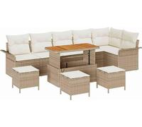vidaXL Ensemble de canapé de jardin avec coussin avec mémoire 10 pcs Beige et crème