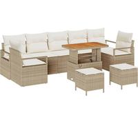 vidaXL Ensemble de canapé de jardin avec coussin avec mémoire 10 pcs Beige et crème