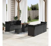 vidaXL Ensemble de canapé de jardin avec coussin avec mémoire 10 pcs noir