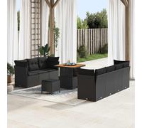 vidaXL Ensemble de canapé de jardin avec coussin avec mémoire 10 pcs noir