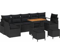 vidaXL Ensemble de canapé de jardin avec coussin avec mémoire 10 pcs noir