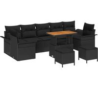 vidaXL Ensemble de canapé de jardin avec coussin avec mémoire 10 pcs noir