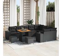 vidaXL Ensemble de canapé de jardin avec coussin avec mémoire 12 pcs noir