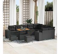 vidaXL Ensemble de canapé de jardin avec coussin avec mémoire 12 pcs noir