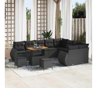 vidaXL Ensemble de canapé de jardin avec coussin avec mémoire 12 pcs noir