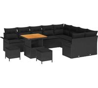 vidaXL Ensemble de canapé de jardin avec coussin avec mémoire 12 pcs noir