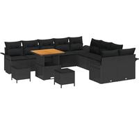 vidaXL Ensemble de canapé de jardin avec coussin avec mémoire 13 pcs noir