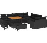 vidaXL Ensemble de canapé de jardin avec coussin avec mémoire 13 pcs noir