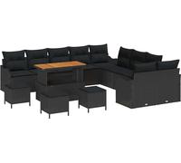 vidaXL Ensemble de canapé de jardin avec coussin avec mémoire 14 pcs noir