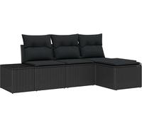 vidaXL Ensemble de canapé de jardin avec coussin avec mémoire 4 pcs noir