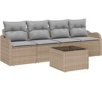 vidaXL Ensemble de canapé de jardin avec coussin avec mémoire 5 pcs Beige et Gris