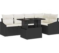 vidaXL Ensemble de canapé de jardin avec coussin avec mémoire 6 pcs noir et crème