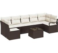 vidaXL Ensemble de canapé de jardin avec coussin avec mémoire 8 pcs brun et crème