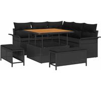 vidaXL Ensemble de canapé de jardin avec coussin avec mémoire 8 pcs noir