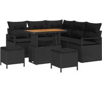 vidaXL Ensemble de canapé de jardin avec coussin avec mémoire 8 pcs noir