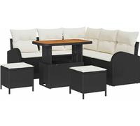 vidaXL Ensemble de canapé de jardin avec coussin avec mémoire 8 pcs noir et crème