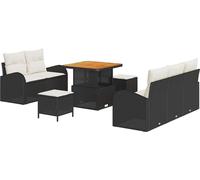 vidaXL Ensemble de canapé de jardin avec coussin avec mémoire 8 pcs noir et crème