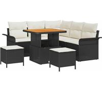 vidaXL Ensemble de canapé de jardin avec coussin avec mémoire 8 pcs noir et crème