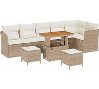 vidaXL Ensemble de canapé de jardin avec coussin avec mémoire 9 pcs Beige et Crème
