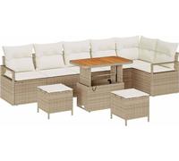 vidaXL Ensemble de canapé de jardin avec coussin avec mémoire 9 pcs Beige et Crème