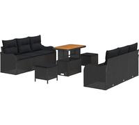 vidaXL Ensemble de canapé de jardin avec coussin avec mémoire 9 pcs noir