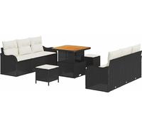 vidaXL Ensemble de canapé de jardin avec coussin avec mémoire 9 pcs noir et crème