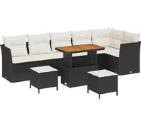 vidaXL Ensemble de canapé de jardin avec coussin avec mémoire 9 pcs noir et crème