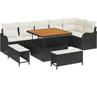 vidaXL Ensemble de canapé de jardin avec coussin avec mémoire 9 pcs noir et crème