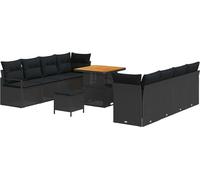 vidaXL Ensemble de canapé de jardin avec coussin avec mémoire Noir 80 x 80 x 71 cm