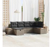 vidaXL Ensemble de canapé de jardin avec coussin Gris polyrotin