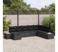 vidaXL Ensemble de canapé de jardin avec coussin Noir polyrotin
