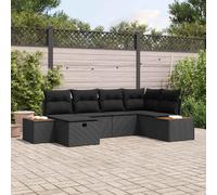 vidaXL Ensemble de canapé de jardin avec coussin Noir polyrotin