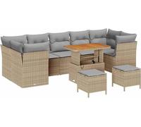 vidaXL Ensemble de canapé de jardin avec coussins 10 pcs Beige et gris clair