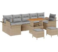 vidaXL Ensemble de canapé de jardin avec coussins 10 pcs Beige et gris clair