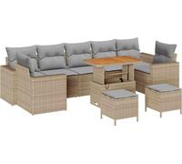 vidaXL Ensemble de canapé de jardin avec coussins 10 pcs Beige et gris clair Poly-Rotin