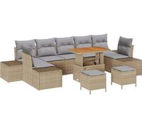 vidaXL Ensemble de canapé de jardin avec coussins 10 pcs Beige Poly-Rattan