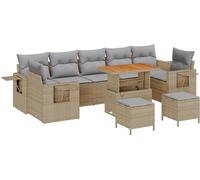 vidaXL Ensemble de canapé de jardin avec coussins 10 pcs Beige Poly-Rattan