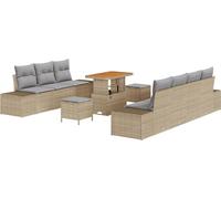 vidaXL Ensemble de canapé de jardin avec coussins 10 pcs Beige Poly-Rattan