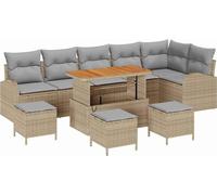 vidaXL Ensemble de canapé de jardin avec coussins 10 pcs Beige Poly-Rattan