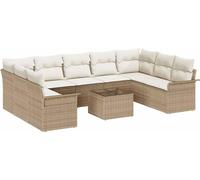 Ensemble de canapés de jardin vidaXL, 10 pièces, beige, en polyrotin