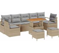vidaXL Ensemble de canapé de jardin avec coussins 10 pcs Beige Poly-Rattan