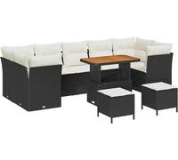 vidaXL Ensemble de canapé de jardin avec coussins 10 pcs noir et crème