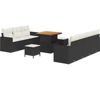 vidaXL Ensemble de canapé de jardin avec coussins 10 pcs noir et crème