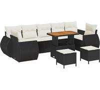 vidaXL Ensemble de canapé de jardin avec coussins 10 pcs noir et crème