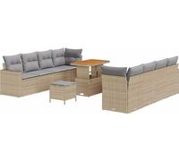 vidaXL Ensemble de canapé de jardin avec coussins 12 pcs Beige et gris clair Poly-Rotin