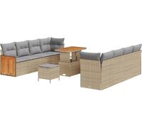 vidaXL Ensemble de canapé de jardin avec coussins 12 pcs Beige et gris clair Poly-Rotin