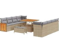 vidaXL Ensemble de canapé de jardin avec coussins 12 pcs Beige et gris clair Poly-Rotin