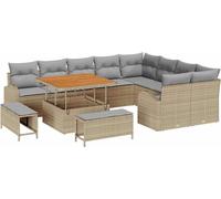 vidaXL Ensemble de canapé de jardin avec coussins 12 pcs Beige Poly-Rattan